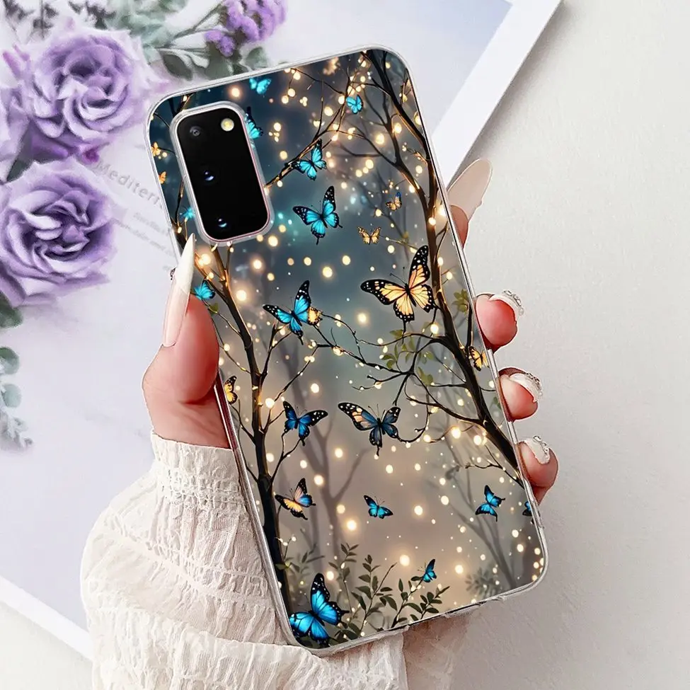 Clear Cute Cat and Fashion Flower Painted Phone Case Cover