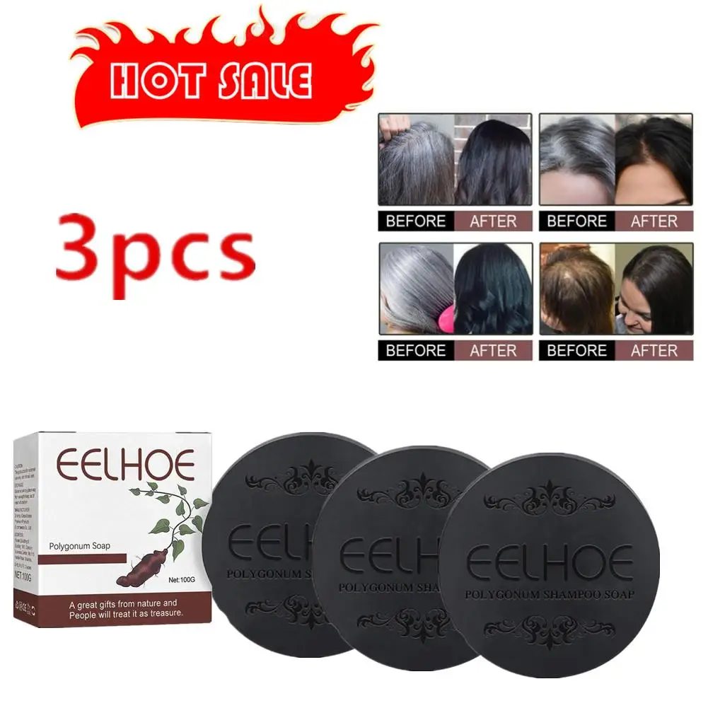 

3X Hair Nourishing Shampoo Soap Polygonum Hair Darkening Shampoo Bar Soap Natural Organic Hair Cleansing Handmade Soap Hair Care