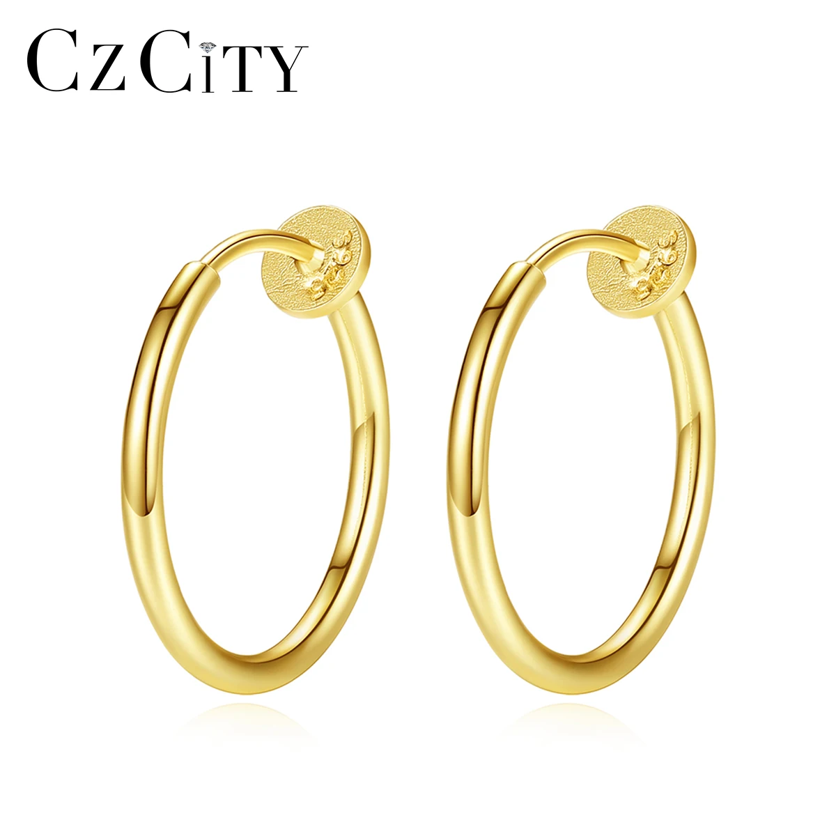 

CZCITY Four Sizes Simple Circle Hoop Earrings for Women Gold Color Fine Silver Statement Jewelry New Trendy Christmas Gifts