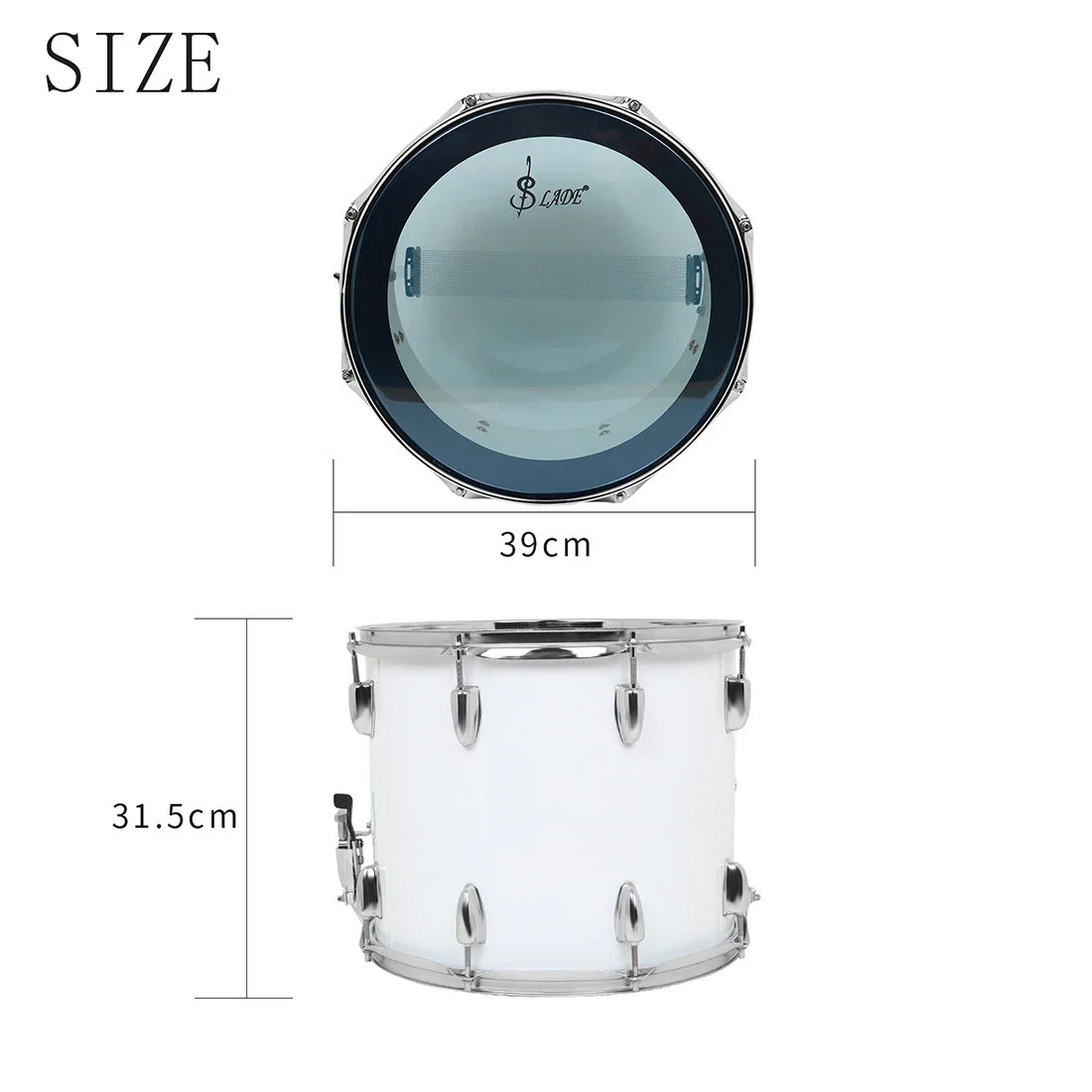 SLADE 14 Inch Marching Drum Snare Drum Professional Percussion Musical Instrument With Drumstick Backstrap Adjusting Key