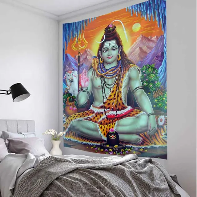 Tapisserie de bouddha indien, peinture à l'huile, nature morte, méditation, décor mural suspendu, Mandala, Hippie, Boho, tapis de Yoga, feuilles 2