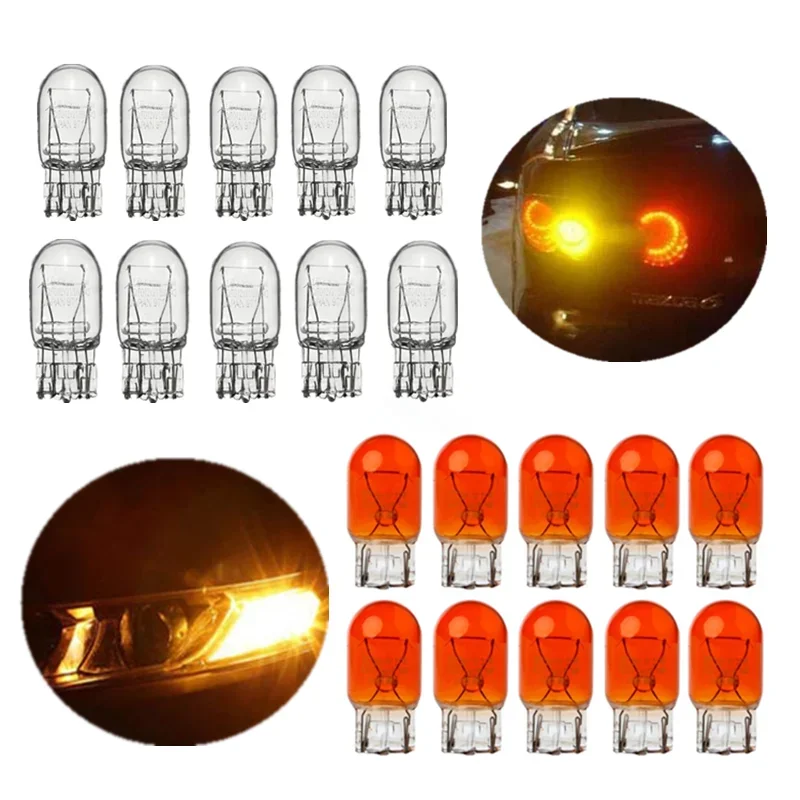 

10x T20 7443 7440 Signal Light W21/5W 3800K Halogen Bulb Clear Orange Daytime Running Lights Turn Stop Brake Tail Bulb DRL Bulbs