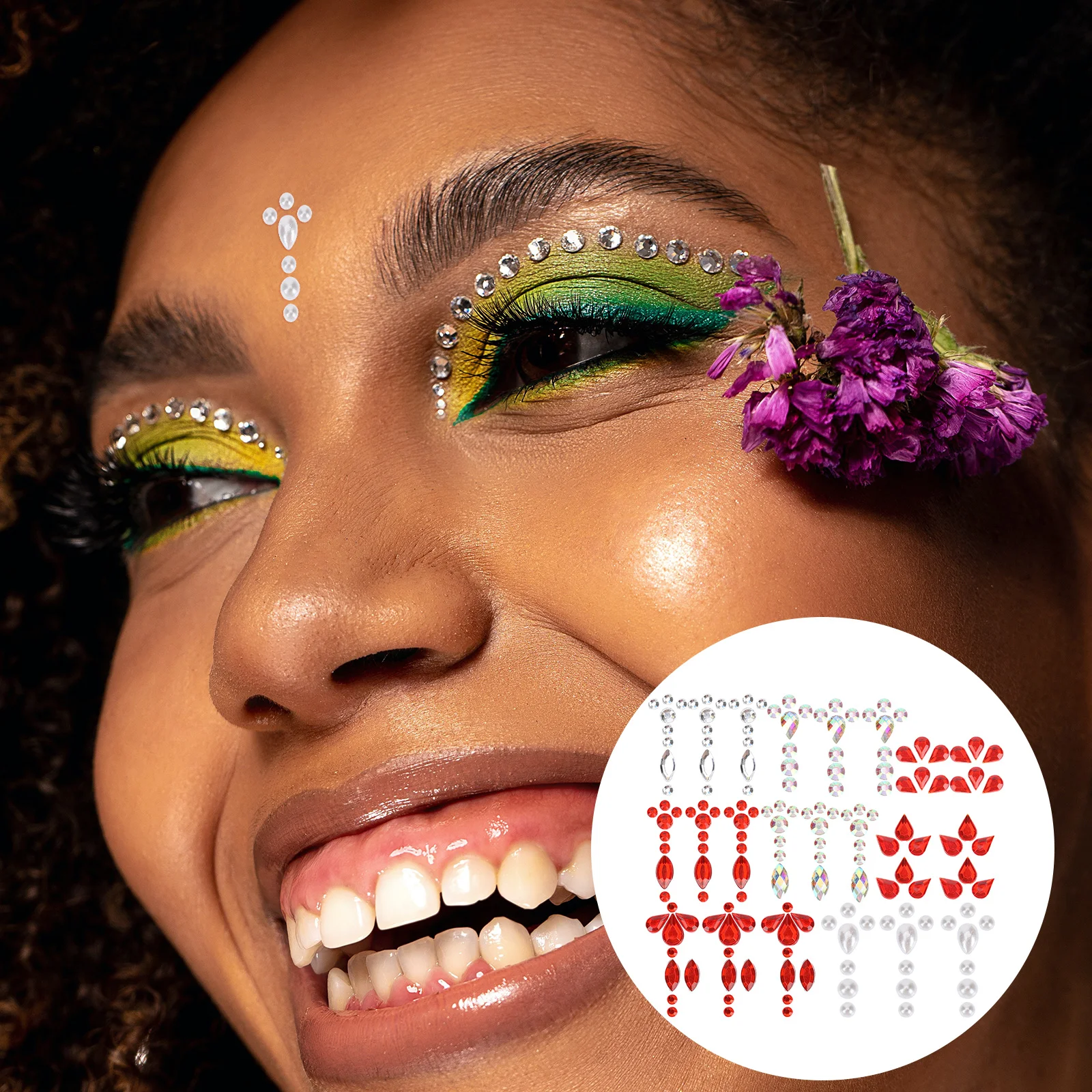 

7 Sheets Face Decals Makeup Stickers Gems for Festival Bindi Women Indian Jewels Modeling Eye