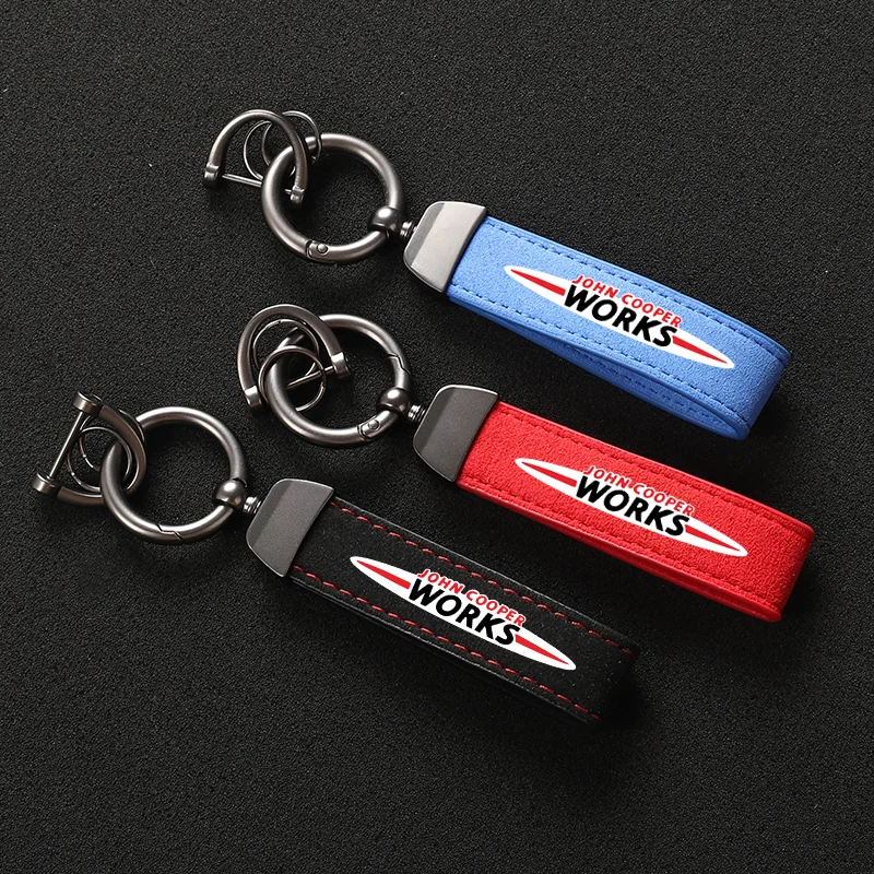 

Suede Keychain Sport Key Ring Custom Gift With Logo For Mini Coopers All4 Fender R56 R53 F56 Jonh R55 R50 R60 Car Accessories