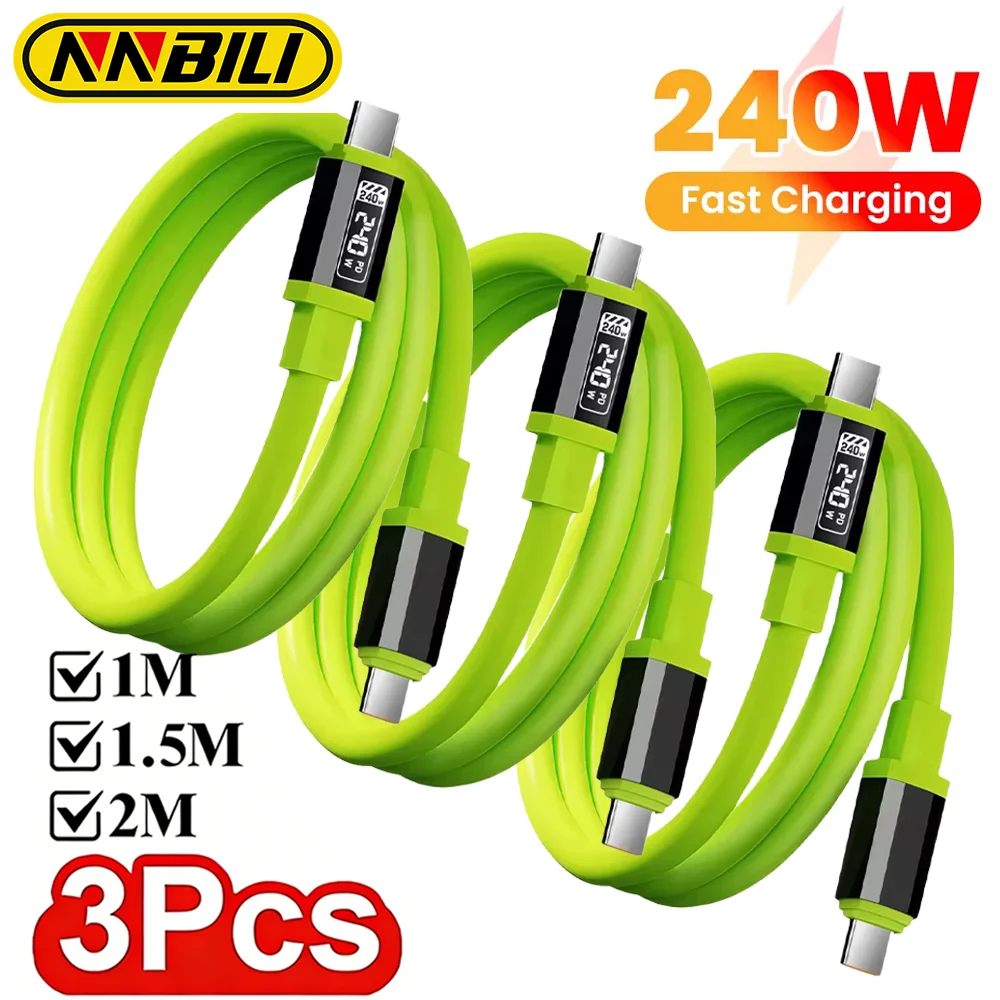 USB-C 240W สายชาร์จเร็ว PD สำหรับ iPhone Samsung Xiaomi Huawei