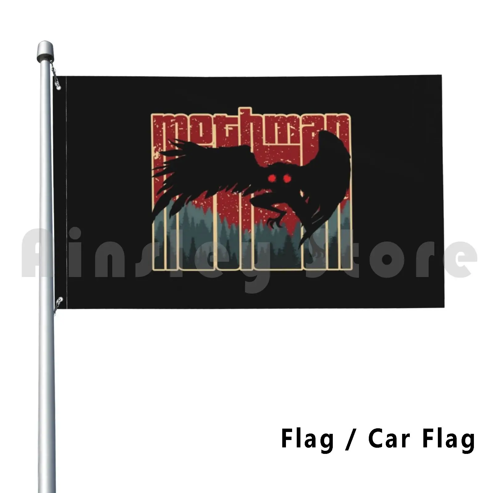 Retro Mothman-Cool Vintage Cryptid Cartoon-Original Artwork Outdoor Decor Flag Car Flag Mothman The Mothman Moth