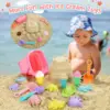 20pcs Beach Toys Set for Kids Toddlers Girls Collapsible Sand Bucket Shovels Set Mesh Bag Sand Molds Ice Cream Travel Sand Toys 6