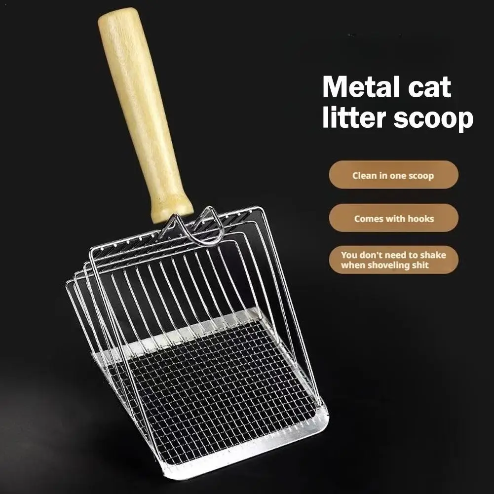Cat Litter Shovel Steel Wooden Handle Easy To Rust Washable Kitten Litter Scoop Cats Toilet Cleaning Shovel Tool Cat Litter Shovel Steel Wooden Handle Easy To Rust Washable Kitten Litter Scoop Cats Toilet Cleaning Shovel Tool