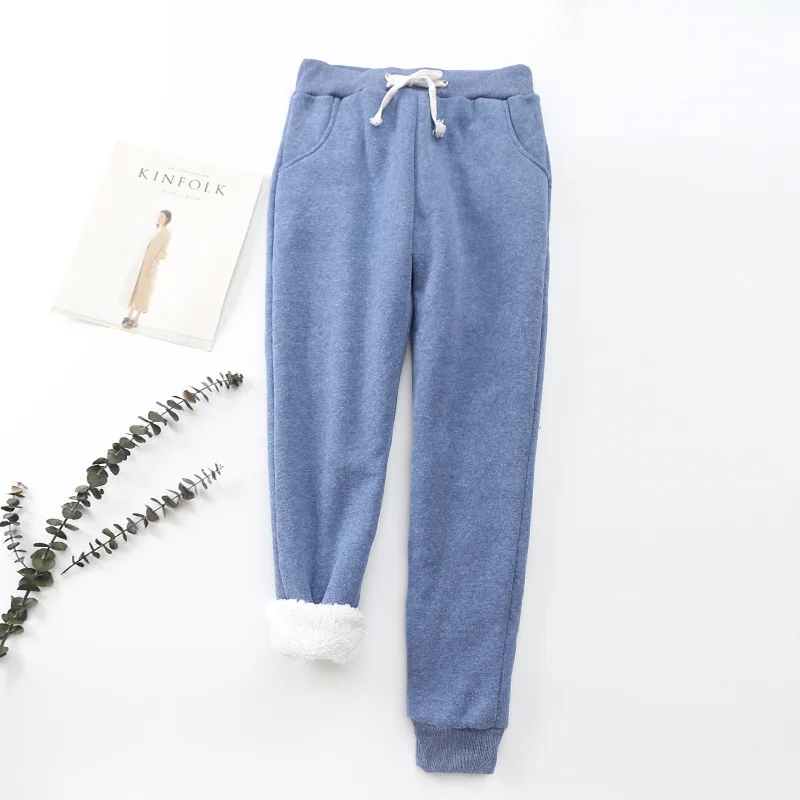Women Pants New Loose Warm Fleece Pants Casual Harlan Pants Versatile Straight Trousers Women Long Sweatpants High Waist Pants