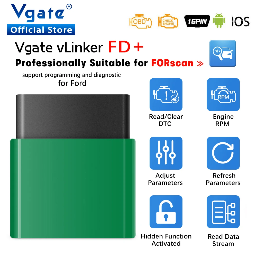 car battery charger Vgate vLinker FD ELM327 FORScan For Ford wifi Bluetooth-4.0 OBD2 Car Diagnostic Auto Tool OBD 2 Scanner J2534 PK ELM 327  V 1 5 cheap car inspection equipment