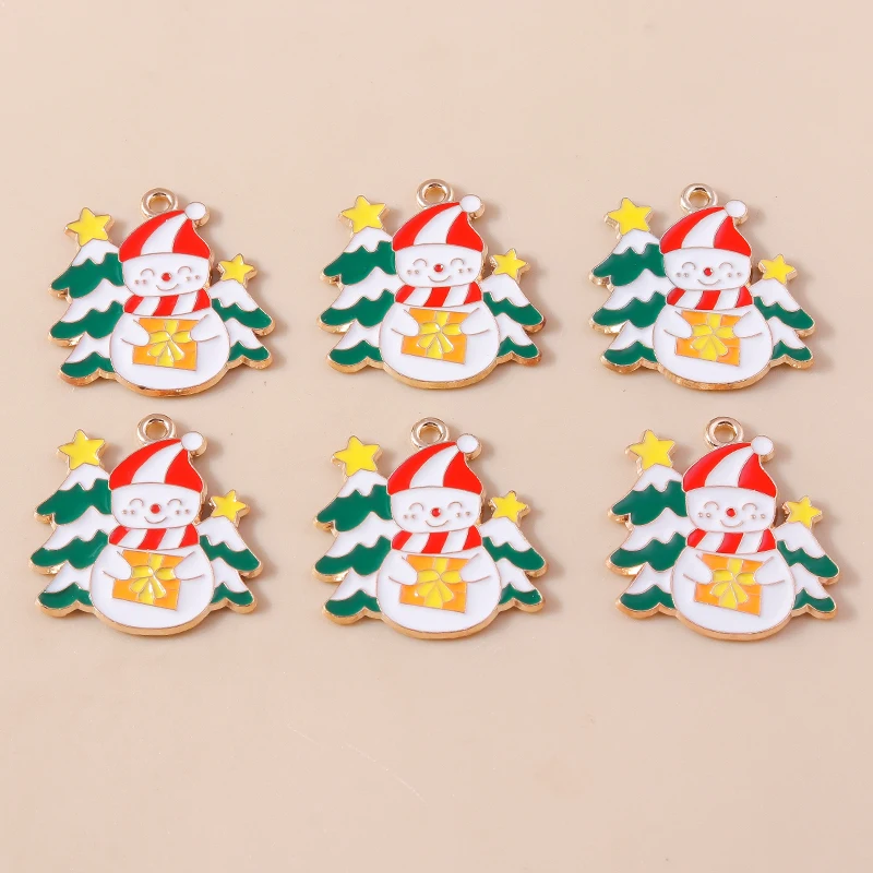 20 Stück Mix süße Emaille Weihnachten Schneemann Charms Anhänger für Schmuckherstellung Neujahr Ohrringe Halsketten DIY Handwerk Zubehör – Detail 22