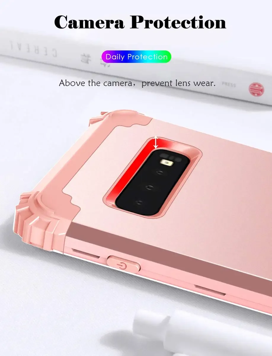 For Samsung Galaxy S10 S10 Plus Phone Cases,Hard PC+Soft Silicone 3-Layers Hybrid Full-Body Protect Popular Phone Shells Covers 5
