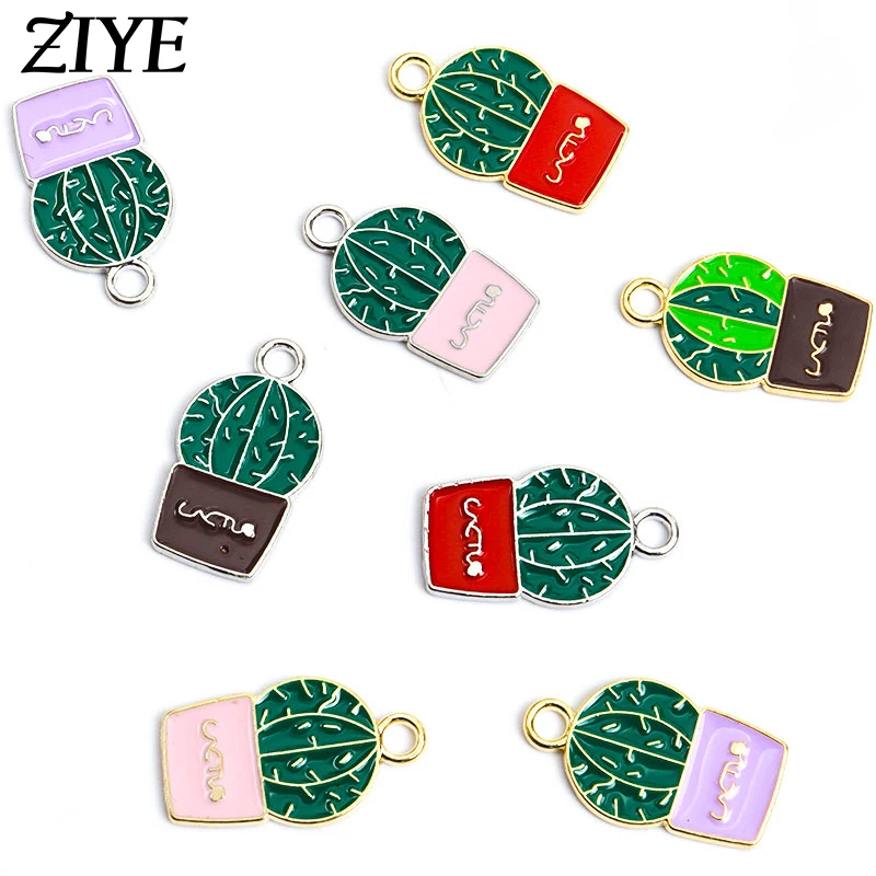 

10pcs Cute Enamel Cactus Charms for DIY Jewelry Making Accessories Zinc Alloy Plant Crafts Keychains Earrings Bracelets Pendants