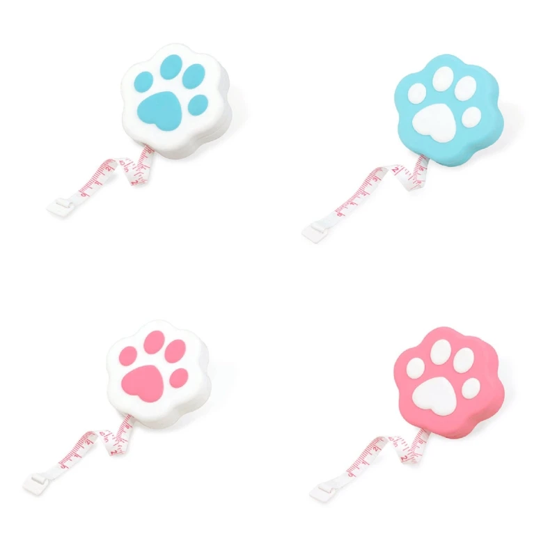 Portable Cartoon Body Measure Tape Lovely Kitten Paw-like Measuring Tape with Lock Pin/Push Button Mini Measuring tape measure