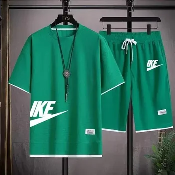 تي شيرت + شورت رياضي مكون من قطعتين، أزياء صيفية سريعة الجفاف 8