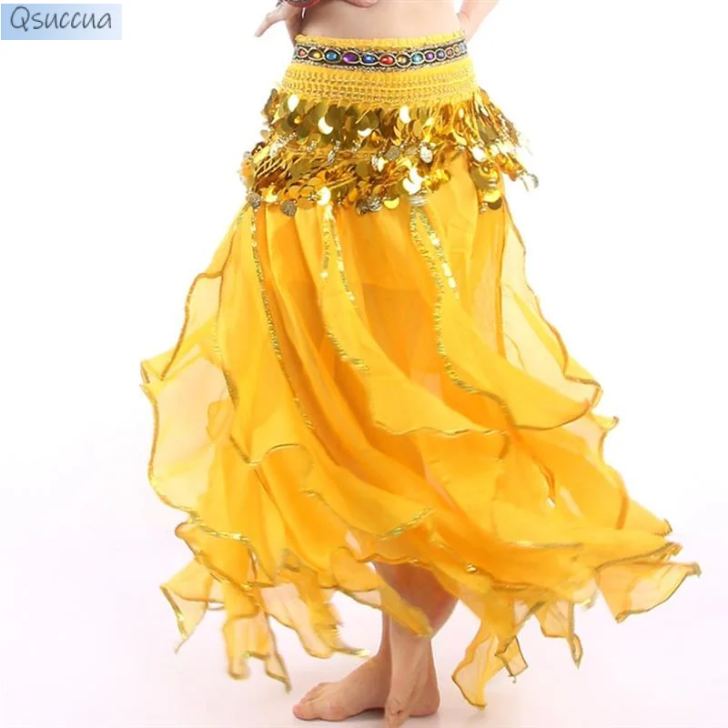 

Belly Dance Chiffon Split Skirt Bead Dance Practice Costume Skirt Dance Skirt