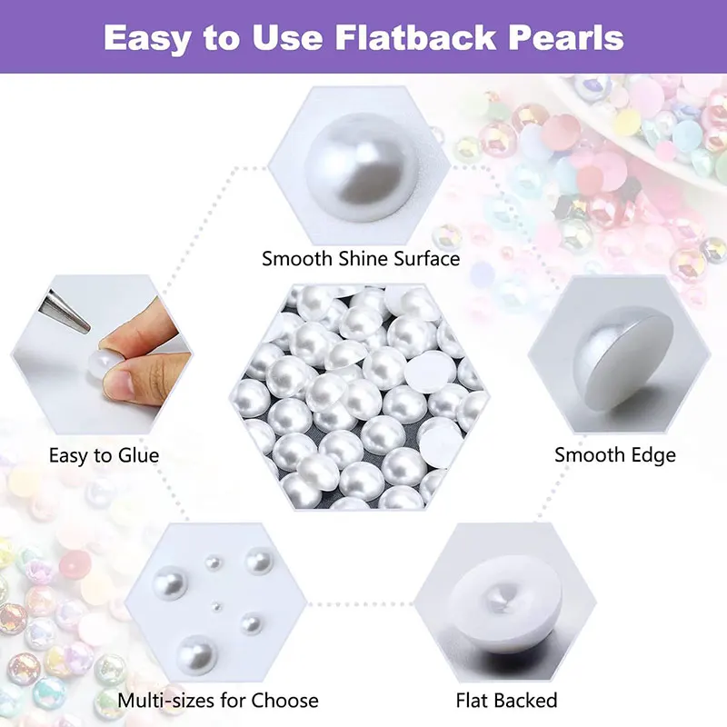 Half Flatback Imitation Pearls Beads 20-1000PCS White/Beige Round Loose Pearl Bead for DIY Craft Jewelry Scrapbooking 2/4/8-16mm