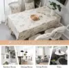 Print Cotton Linen Tablecloth Rustic Garden Natural Botanical Decorative Table Cover for Kitchen Dining Spring Summer Picnic 4