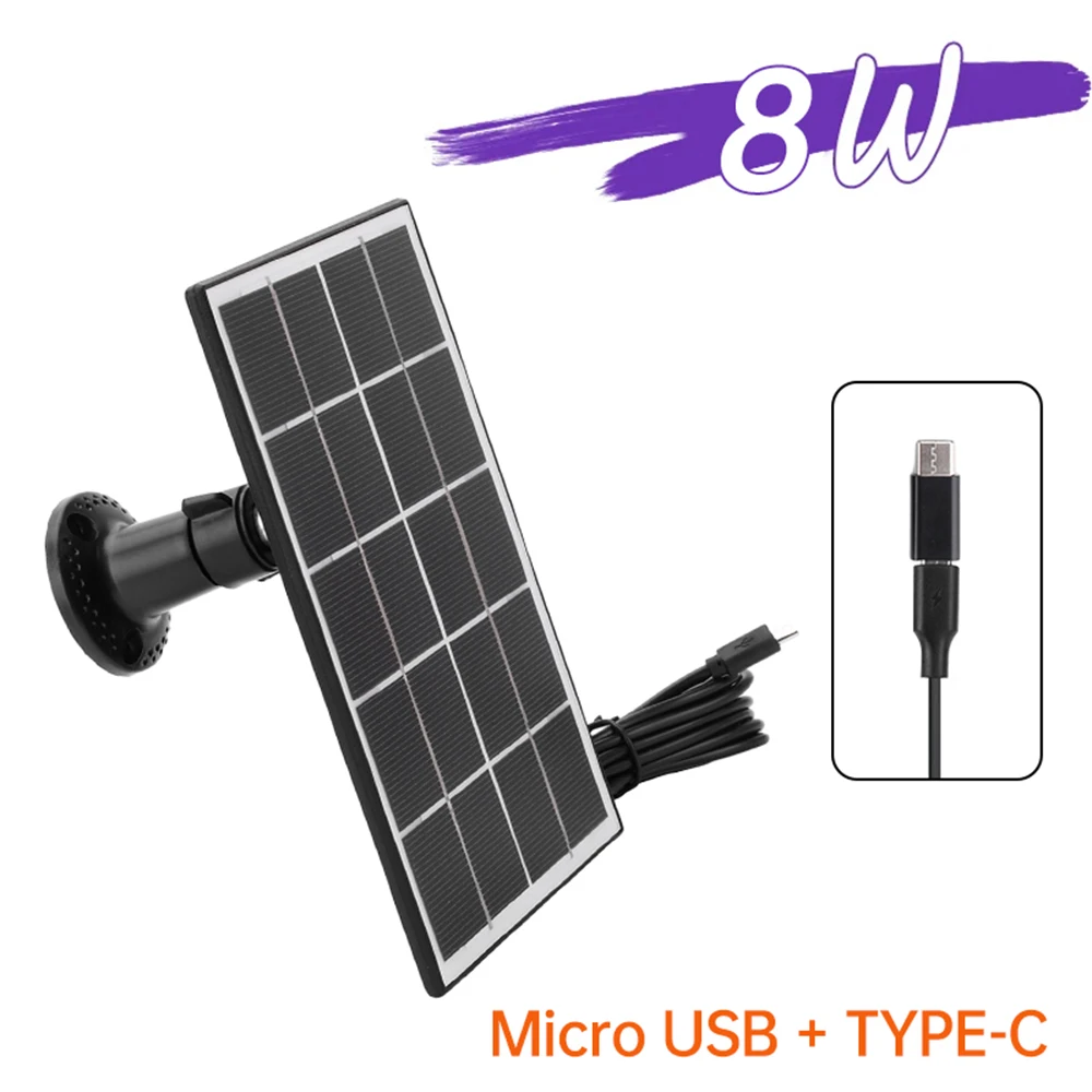 5V 8W Solar Panels For Eufy Eufycam Micro+ Type-C/DC5521 Wall Mount Waterproof Solar Cell System Outdoor Battery Supply