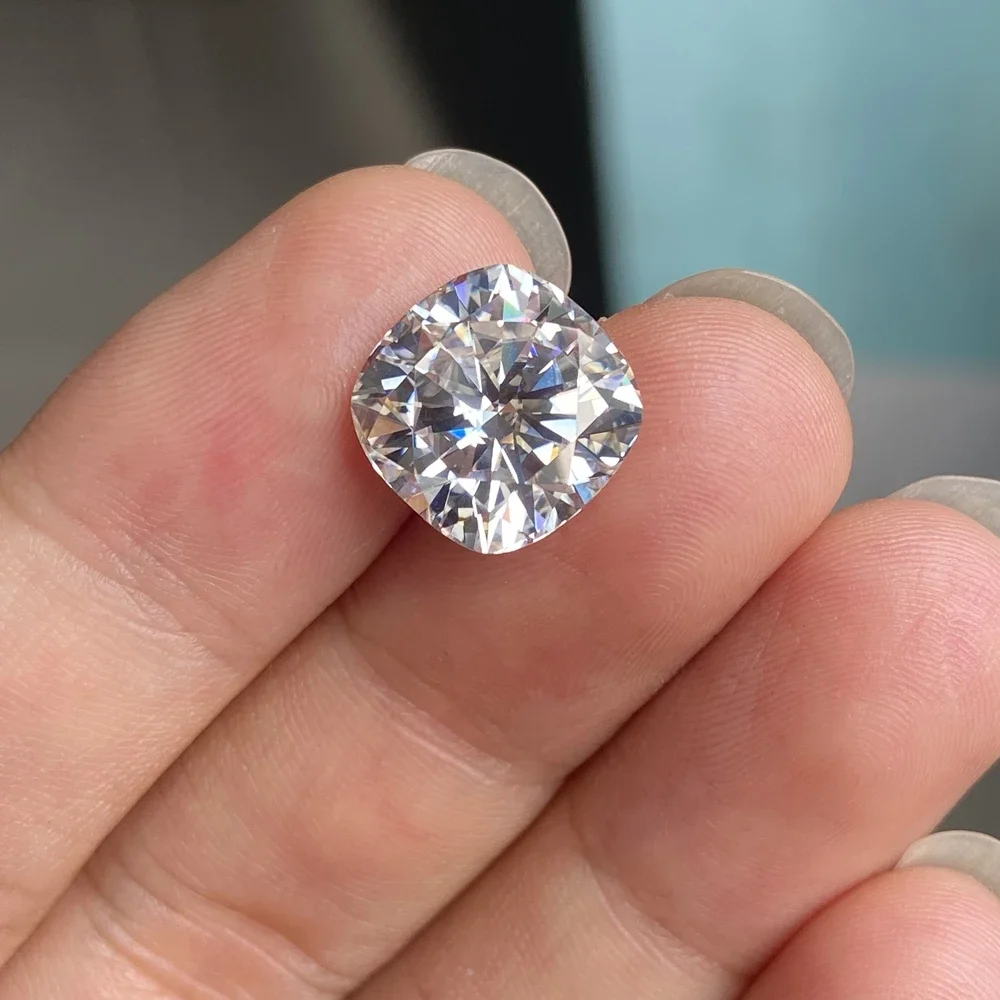 Meisidian Super White 8x8mm D VVS1 Cushion Pass Positive Diamond Tester 2 Carat Moissanite Loose