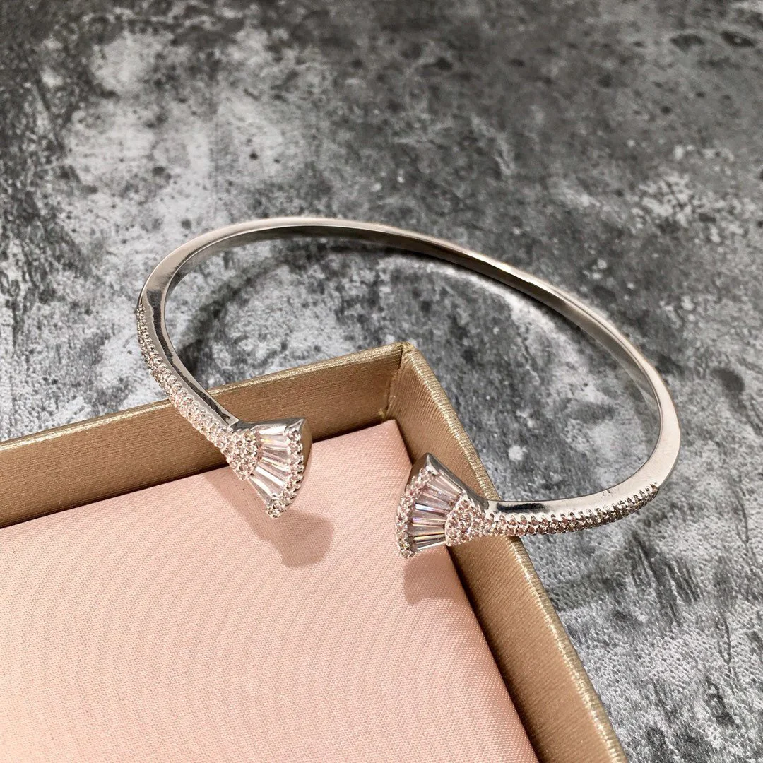 2022 Hot Trend Brand Fan Ladder Square Drill Small Skirt Open Bracelet Gold Rose Gold SilverEveryday Wear, Party, Birthday 