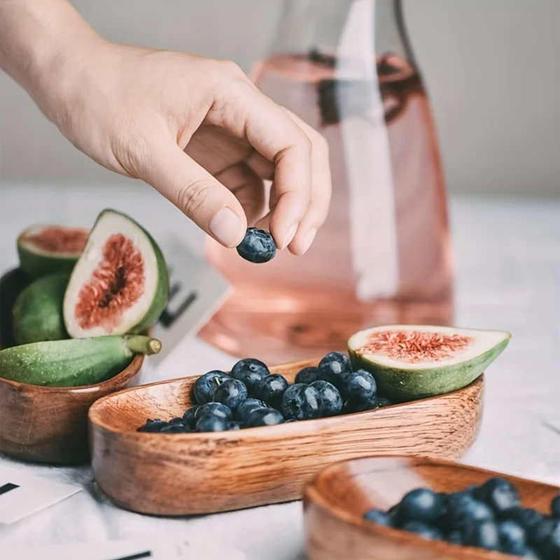 1pc Wooden Napkin Holder, Boat-shaped Kemu Rectangular Pastry Plate, Solid Wood Small Tray, Sushi Plate, Dried Fruit Plate