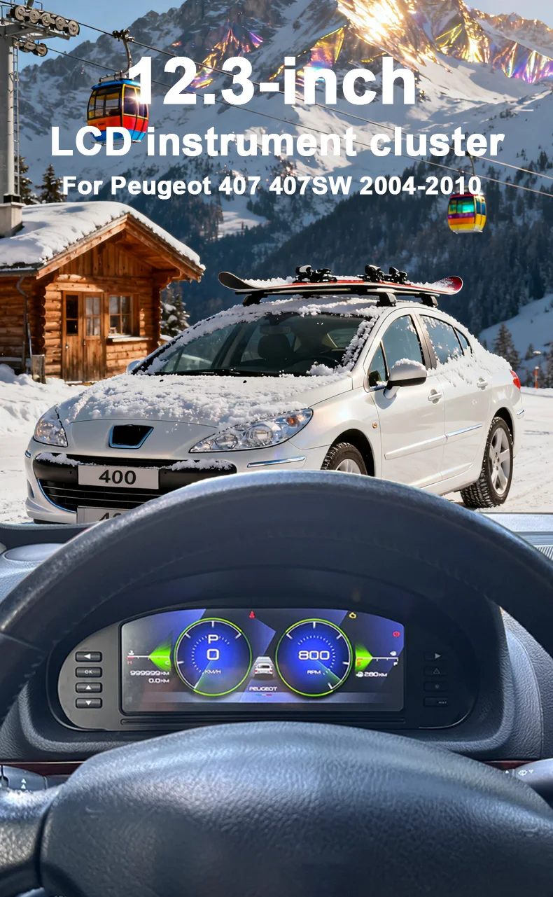 Digital Instrument Cluster For Peugeot 407 407SW 2004-2010 Speedometer,Dashboard