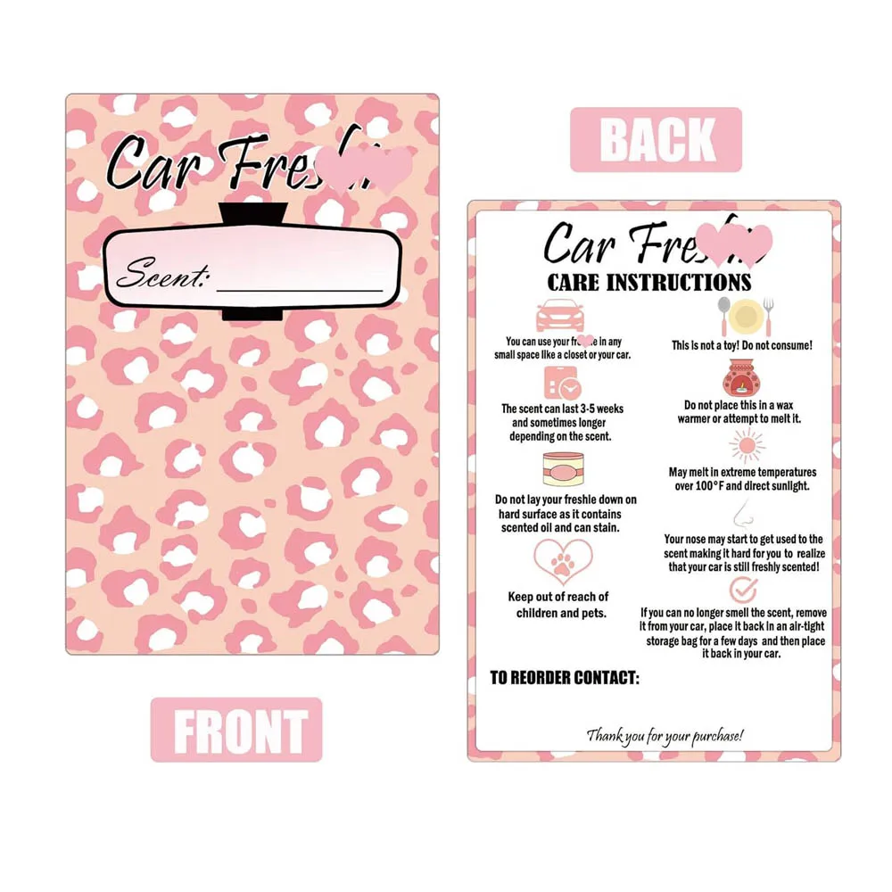 Car Freshiess Insert Cards Freshie Scent Label 4x6inch Care Instruction Cardstock DIY Crafts Cards Silicone Molds Supplies 25Pcs