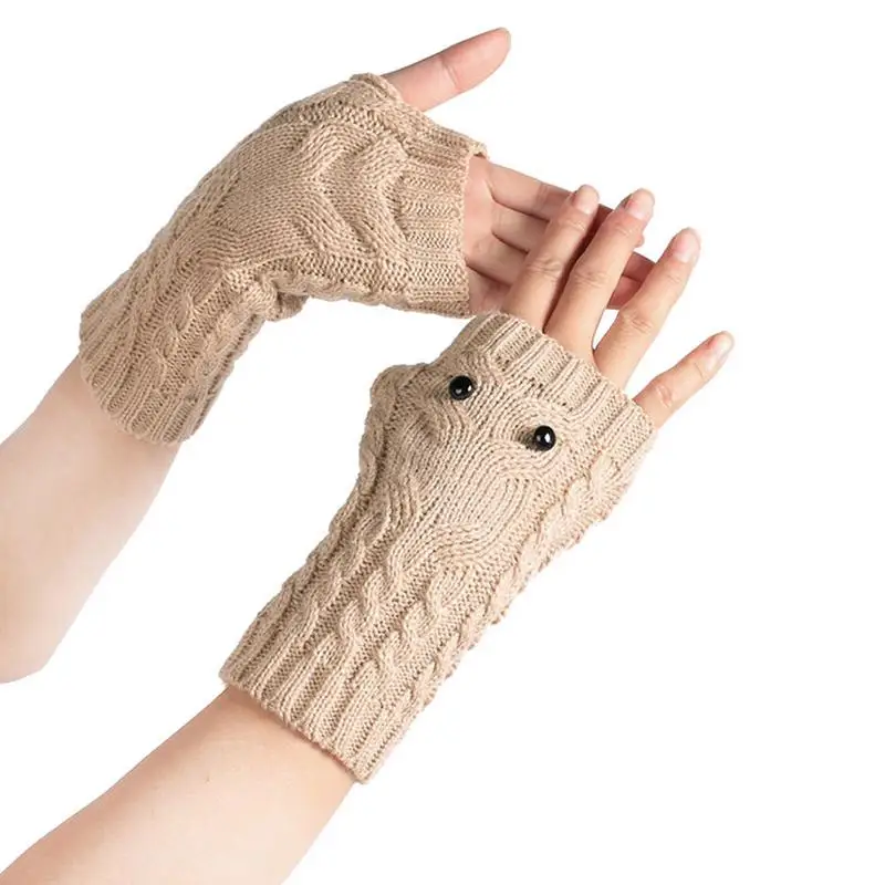 

Fingerless Wool Gloves Winter Mittens Wrist Warmers With Thumb Hole Knitted Gloves Elastic Wrist For Girls And Boys Outdoor
