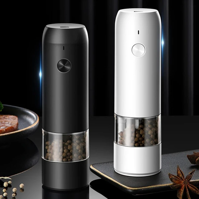 Automatic Salt Pepper Grinder Set Electric Ceramic Mill For Herb Pepper  With LED Light Spice Grinder Kitchen Grinding Gadgets - AliExpress