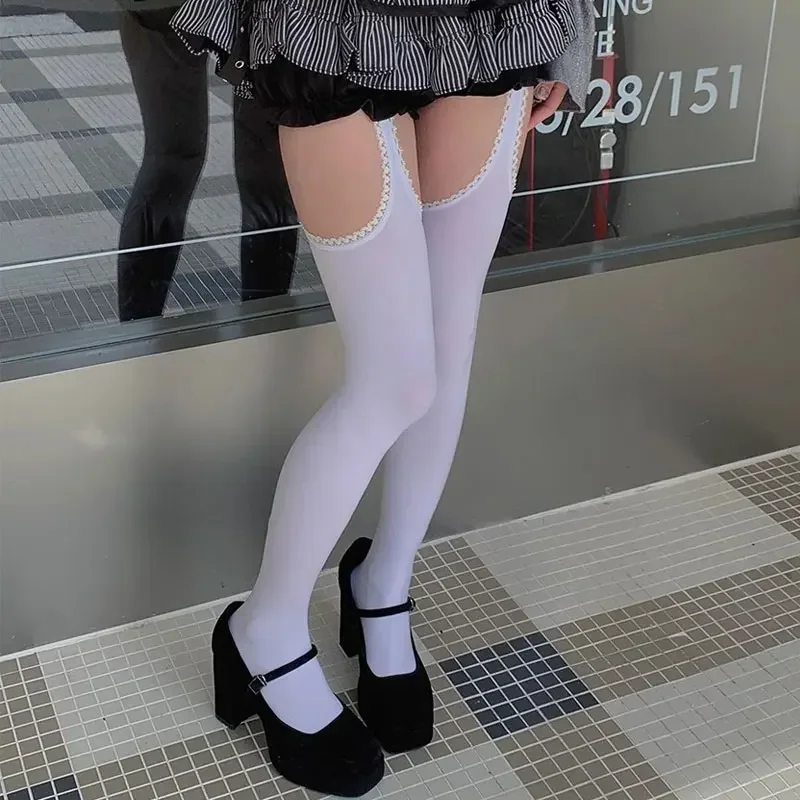 Women Stockings Belt Suspender Wide-banded Tights Lolita Thigh High Garters Over The Knee Socks