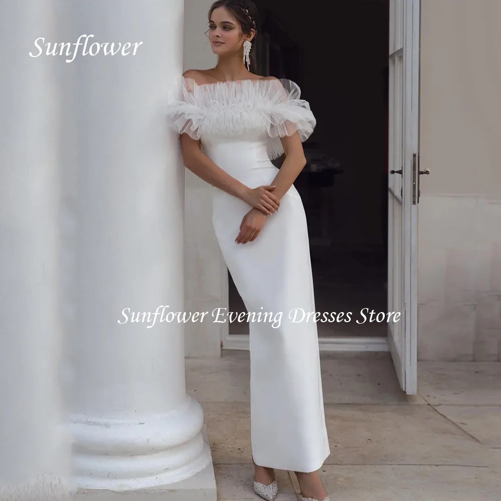 

Sunflower Off the Shoulder Prom Gown Mermaid Evening Dress Saudi Arabia Slim Satin Party Dress 2023 Ankle-Length Prom Dress