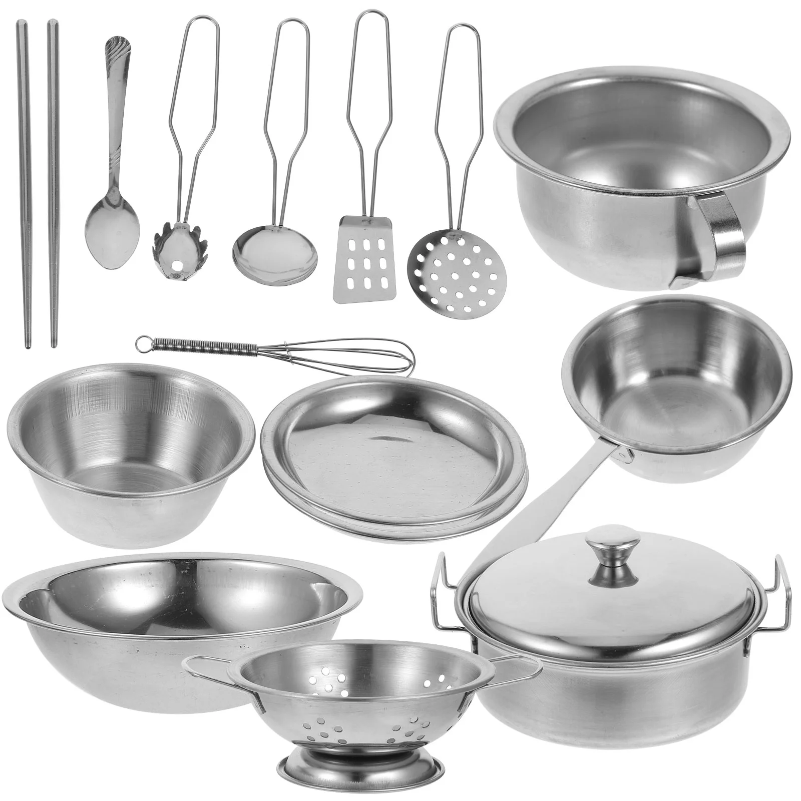 1 Set Kids Kitchen Toys Stainless Steel Utensils Compact Size Lightweight Pretend Play Sets Boys Girls Kitchen Toys