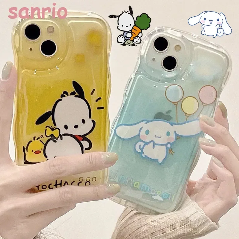 

Kawaii Sanrio Pochacco Mobile Phone Case Cartoon Cinnamoroll for IPhone 12 13 14 Promax Cute Anime Transparent Soft Back Cover