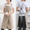 1 piece of waterproof canvas apron with pockets - split skirt design, convenient for walking, very suitable for restaurants, caf 5