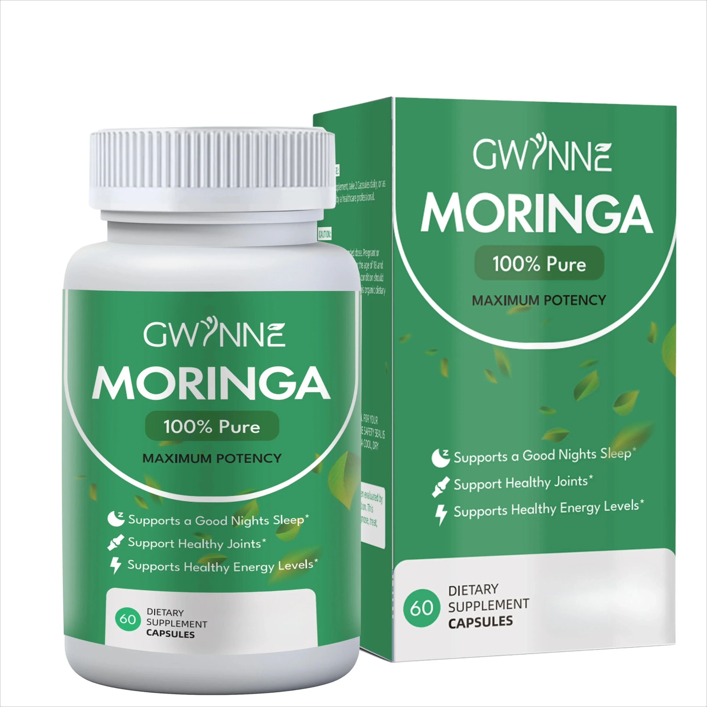 Gwynne – Botanical Combo with Organic Moringa – Fine Powder + 60 Capsules – Traditional Vegan Formula