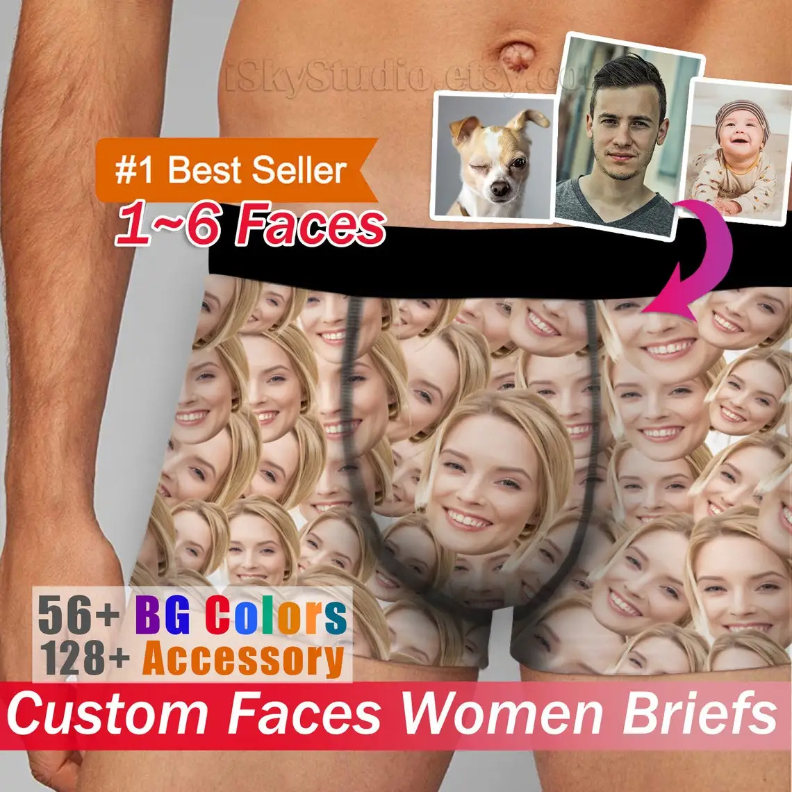 Custom Men's Face Briefs Pet Dog Cat Photo Personalized Wedding Groom Boxers Underwear For Men Husband Boyfriend Birthday Gift