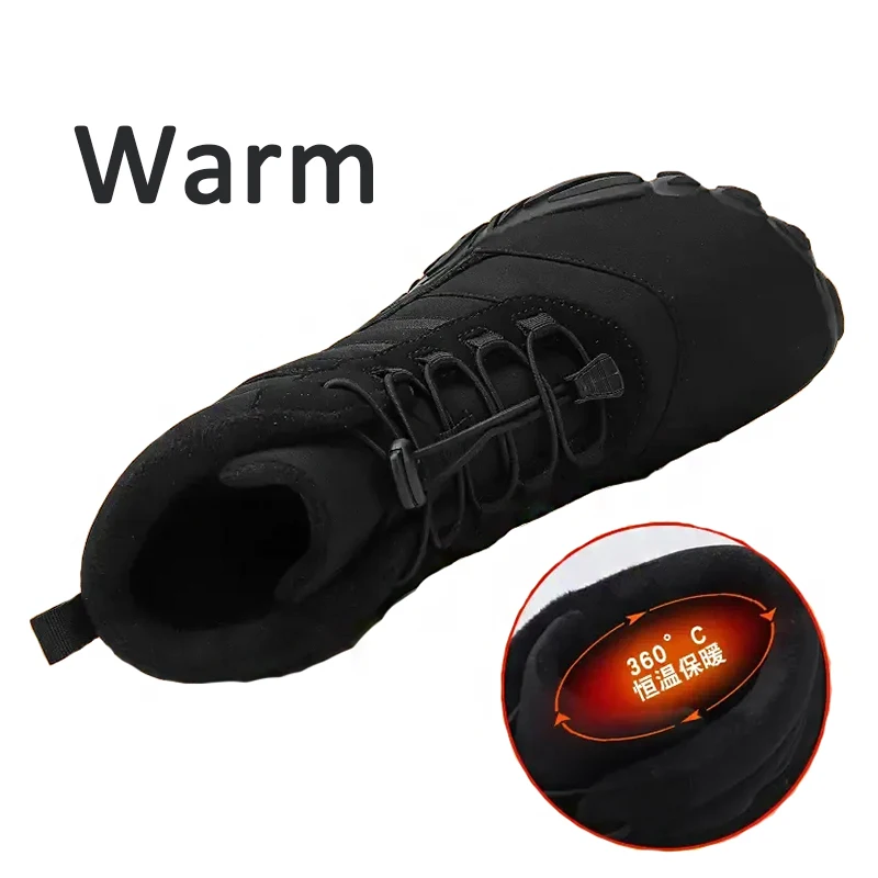 Winter Snow Boots Men Fur Big Size 47 Waterproof Ankle Boots Plush BareFoot Hiking Shoes Outdoor Work Shoes Ladies Snow Hiking Shoes Snow Boots