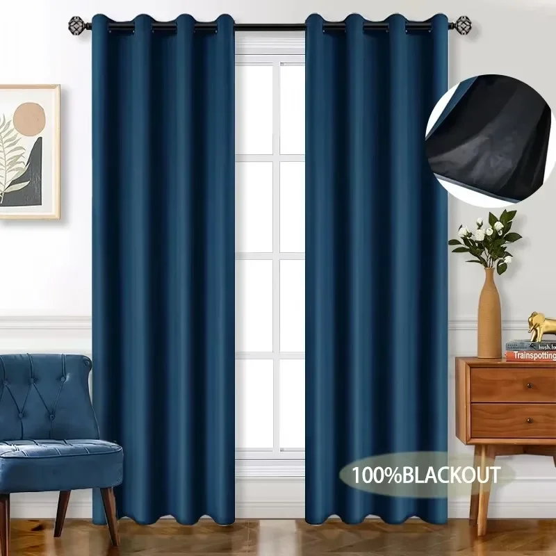 Darkening Window Drapes With Black Lining 2025 New 1PC Blackout Curtains For Bedroom And Living Room Thermal Insulated Room 2