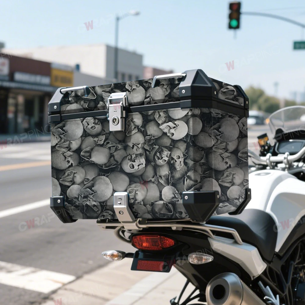 PVC Fahrzeug Dekoration Schädel Muster Vinyl Papier für Auto Abdeckung Wasserdicht Selbst-klebe Film Skelett Motorrad Aufkleber Wrap – Detail 8