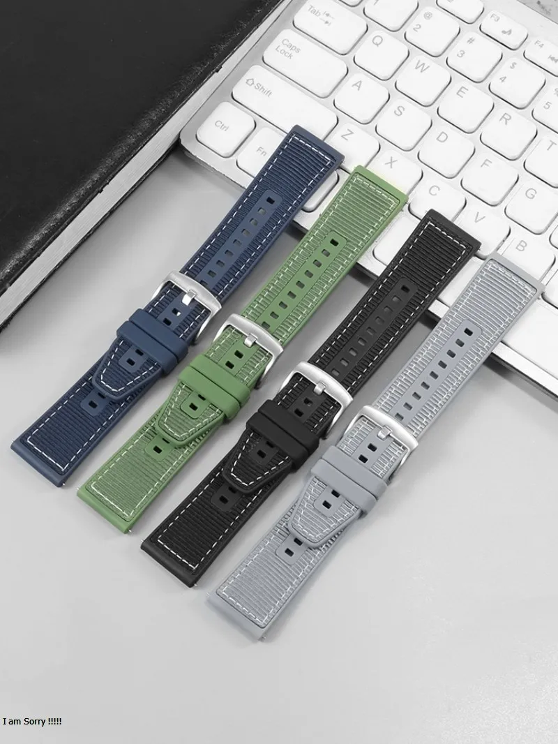 Premium Silicone Nylon Composite Strap - 22mm Bracelet Band