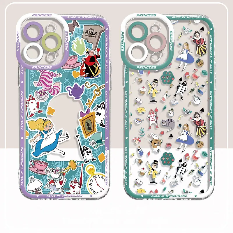 Custodia Per Telefono Disney Alice Per Samsung Galaxy S21 S10 Plus S22 Ultra Note 10 Plus S20 Plus S20Fe Cover In Silicone Trasparente Coque