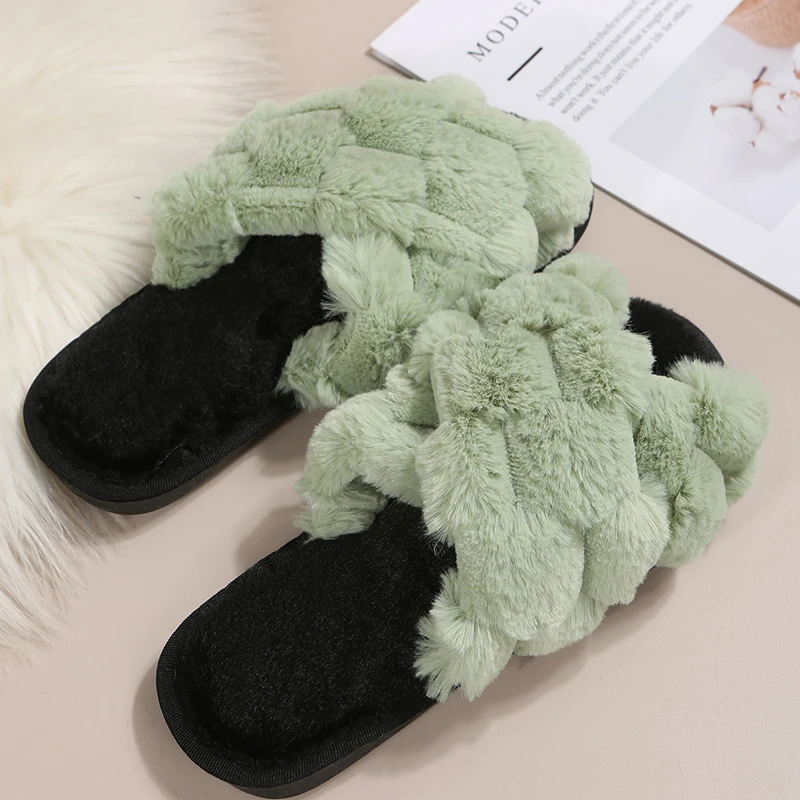 2024 Slippers Women House Slippers Warm Slippers Women Spring Crystal Fur Home Shoes For Women Slippers Casual Plush Comfortable