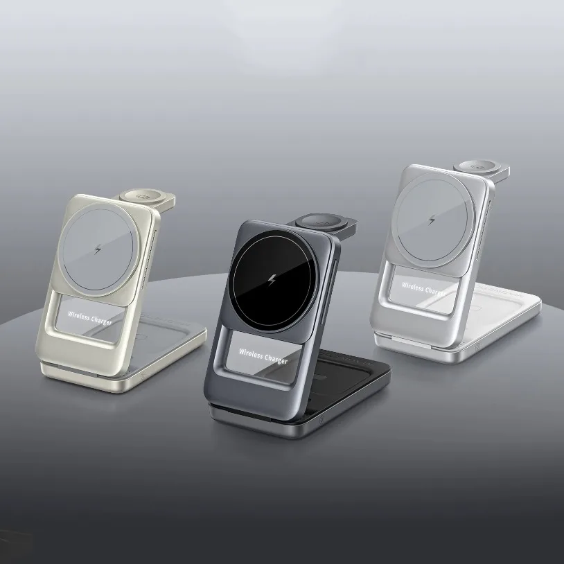 3-in-1 15W Magnetic Wireless Charging Station for iPhone 17 16 15 14 13 12 Apple Watch 11~2 SE AirPods Pro Fast Charging Station