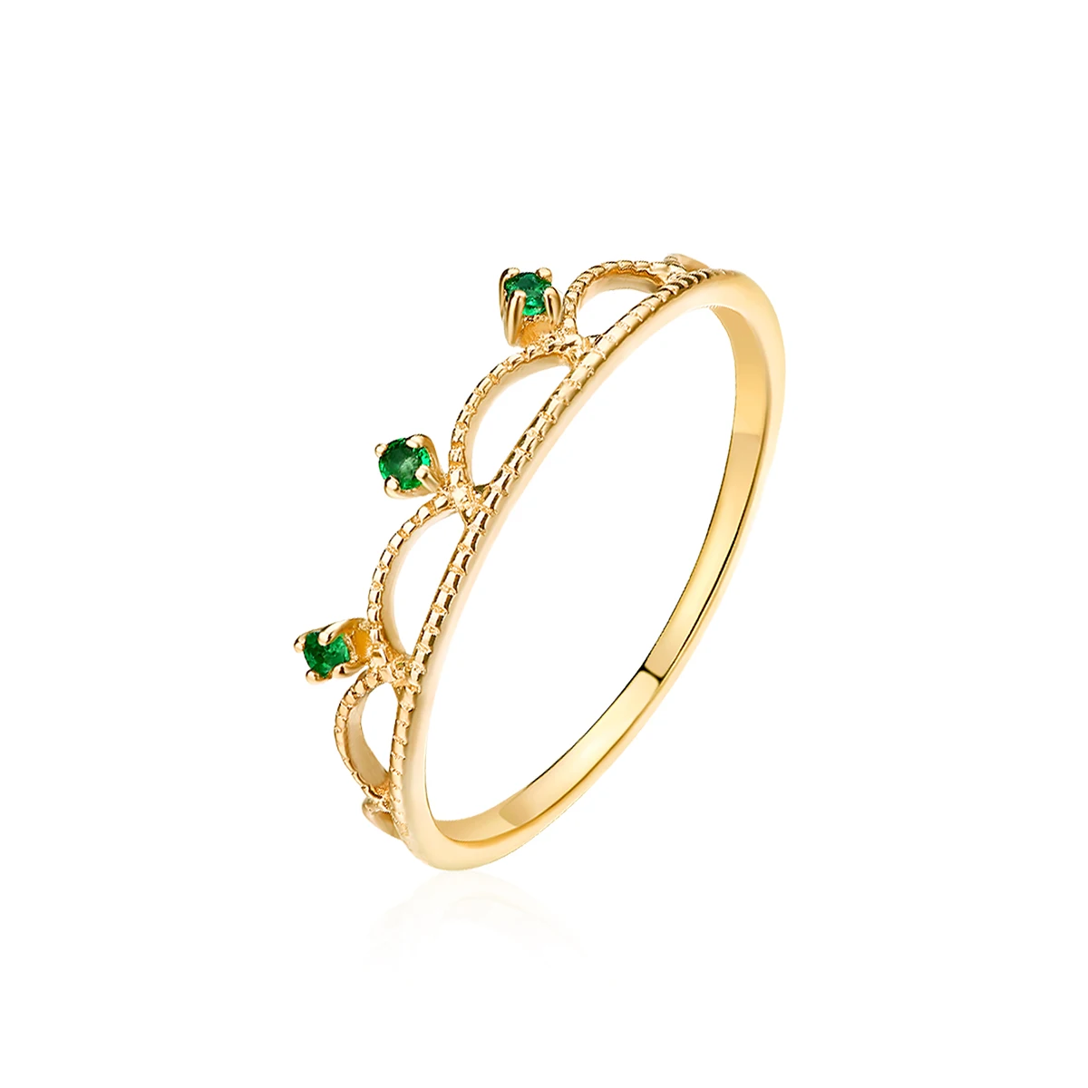 

ALLNOEL 14K 585 Yellow Gold Rings For Women Natural Emerald White Zircon Flower Wreath Exquisite Anniversary Gifts Fine Jewelry