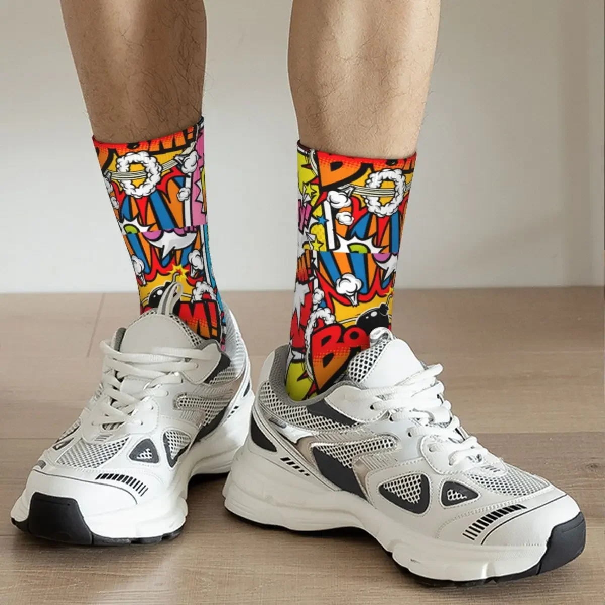 Autumn Winter Hip-hop Superhero Comic Pop Art Quote Basketball Socks