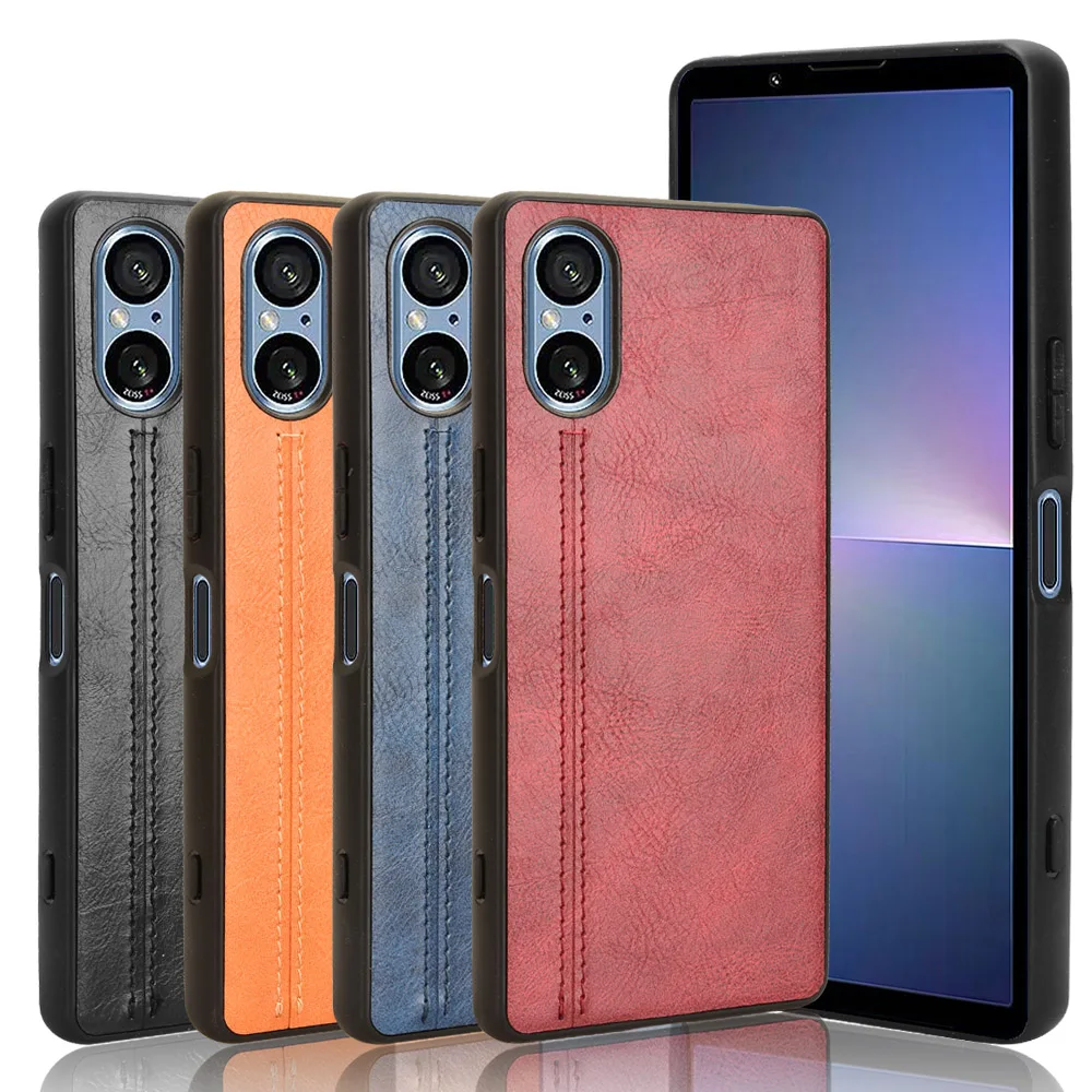 Per Sony Xperia 5 V Custodia Sutura Soft Edge Pu Leather Pc Hard Back Protection Cover Per Telefono Coque Fundas