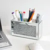 Crushed Diamond Makeup Brush Holder Organizer Glass Mirrored Remote Control Organiser Holder Container Accessories Desktop Decor 5