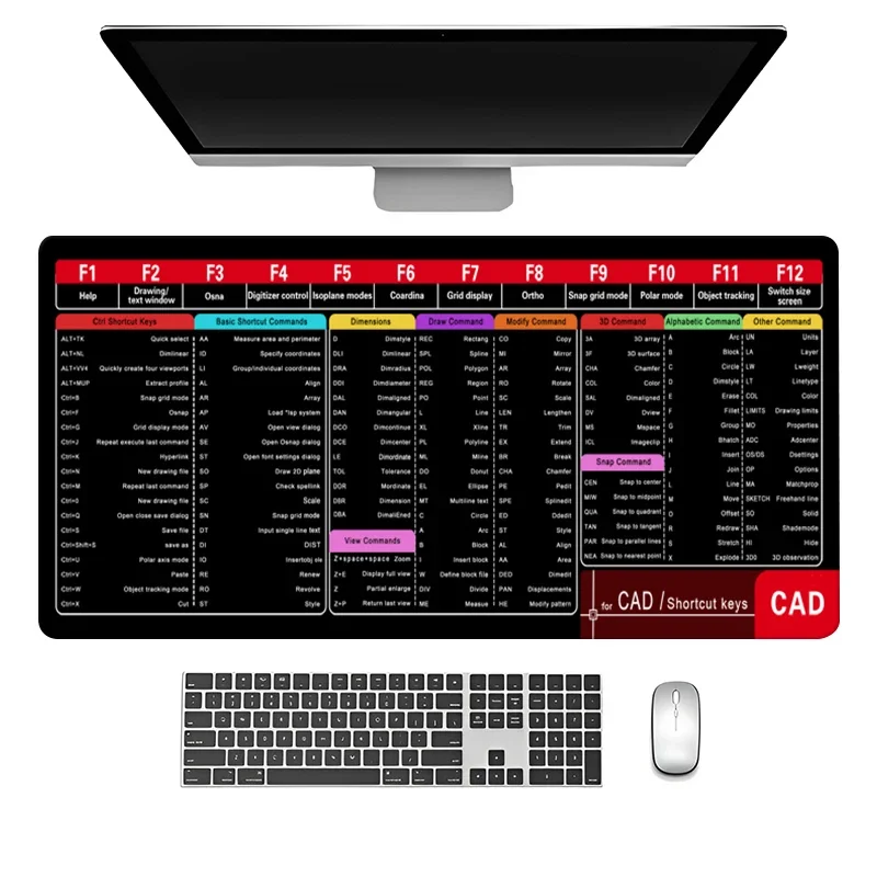 CAD Office Shortcuts Large Lock edge Mouse Pad Extended for Auto CAD Computer Keyboard Non-Slip XXL Mousepad Gaming Desk Mat