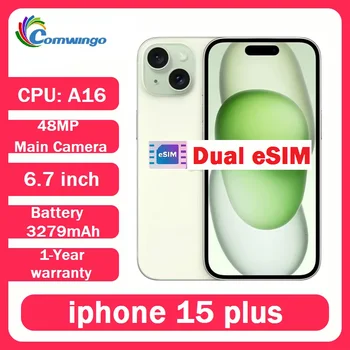 Original apple iPhone 15 plus 128GB/256GB ROM 6GB RAM Dual ESIM 6.7'OLED Screen Face ID NFC A16 Chip 5G Used 15PLUS Mobile Phone